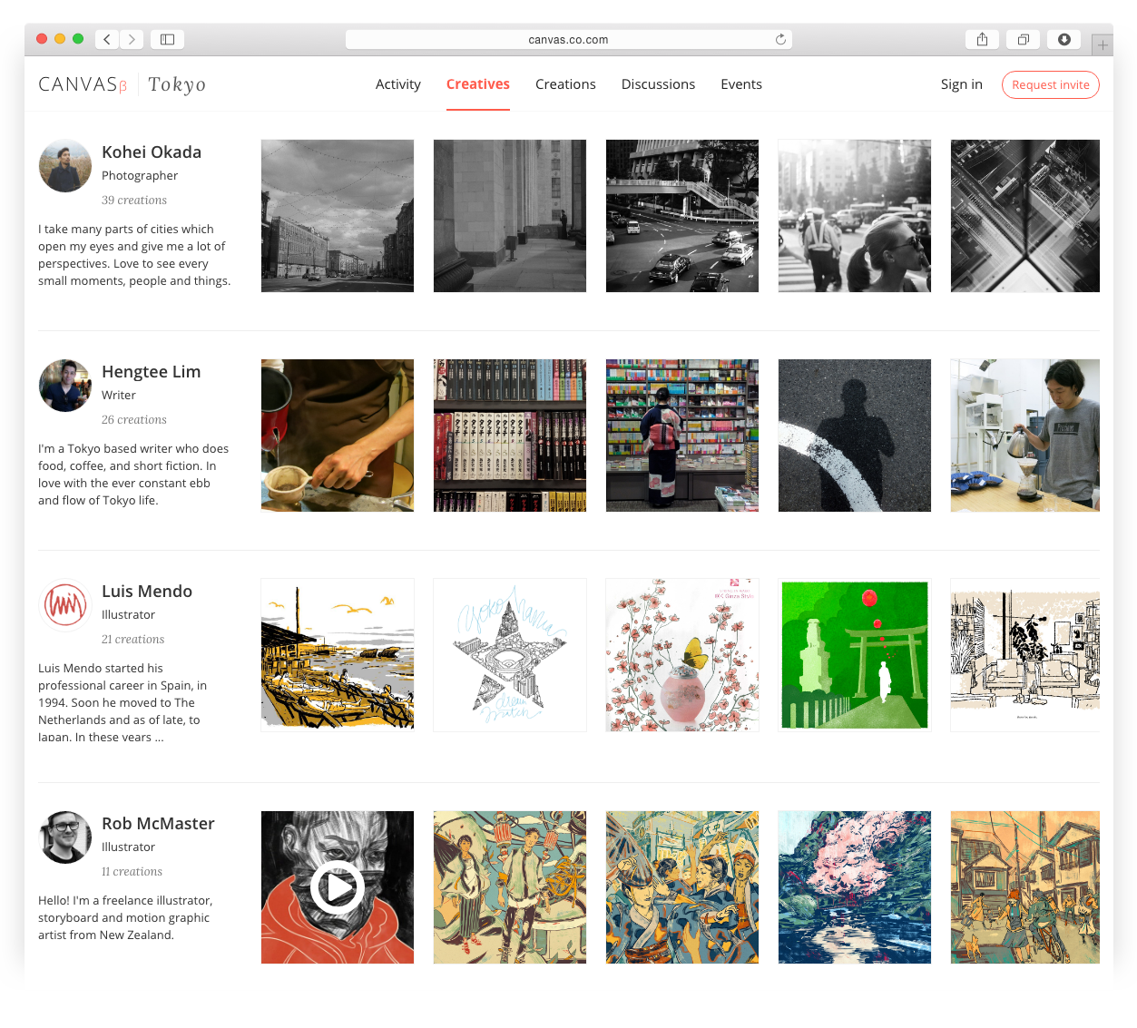 Canvas - Creatives List